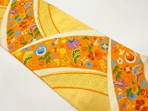 松竹梅に宝尽くし・菊・亀甲模様織出し袋帯